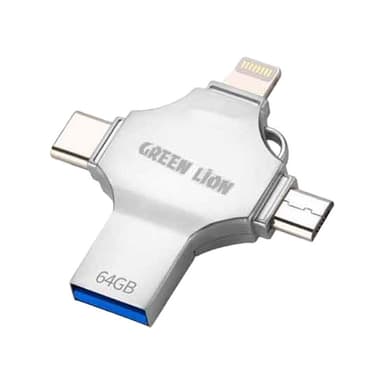 فلش مموری 4 کاره گرین لاین مدل Green Lion 4in1 GN4IN1USB64SL ظرفیت 64 گیگابایت 